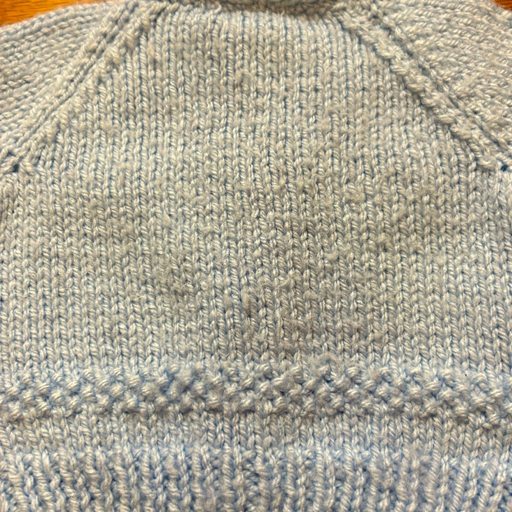 New Handmade Knitted Newborn Blue Cardigan Sweater & Blanket Set - Picture 7 of 10